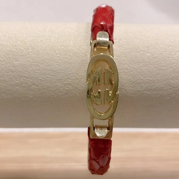 Italian 24KT Gold Plated Snakeskin Bracelet - Picture 1 of 4